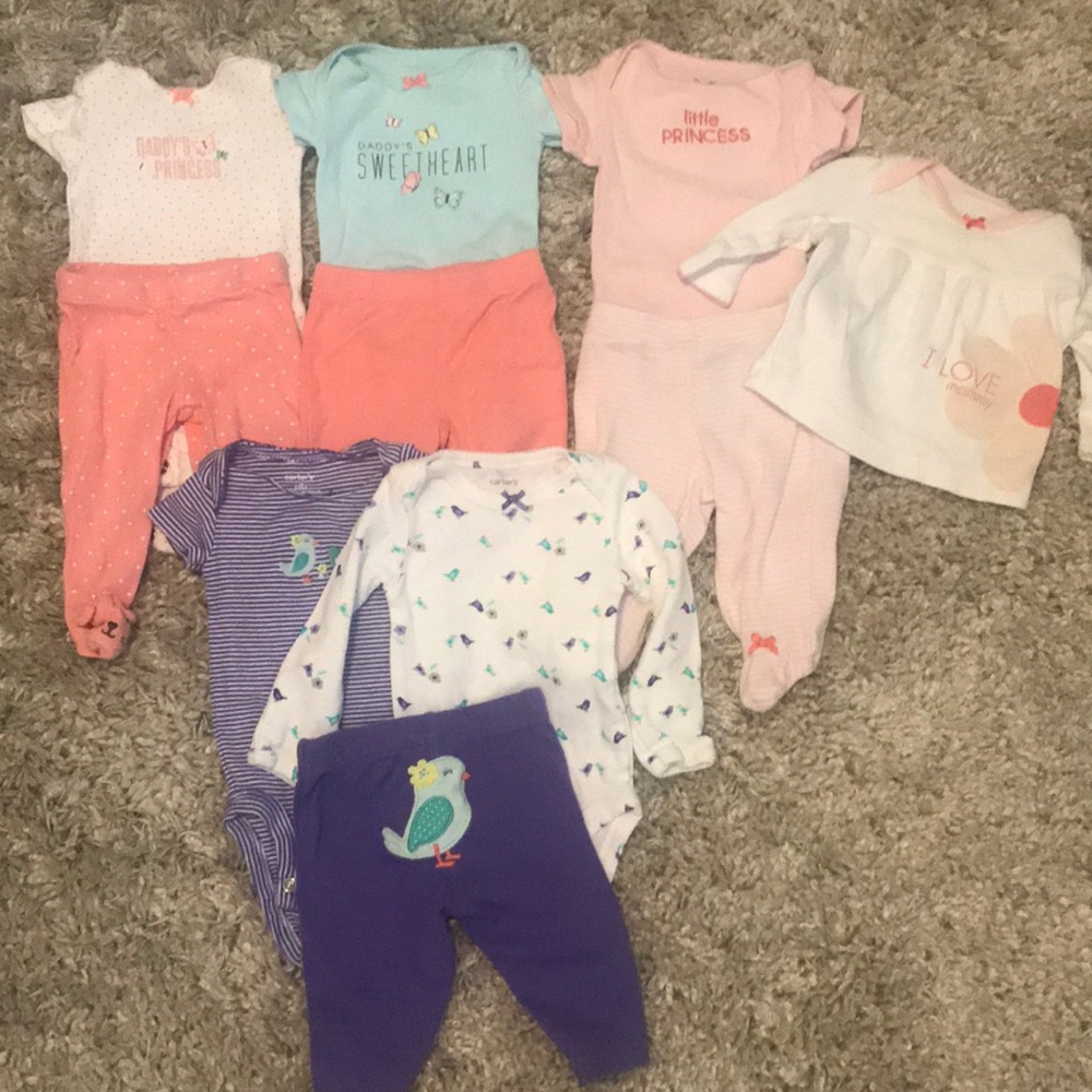 Carter’s Lot of girls newborn onesies and pants